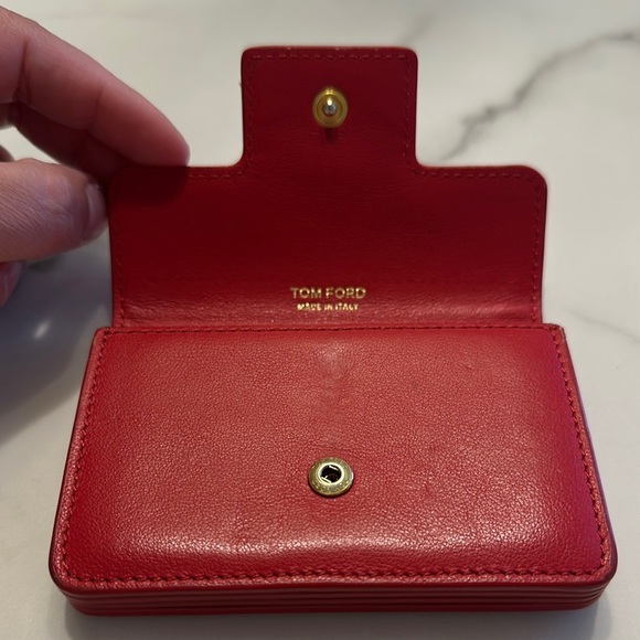 Tom Ford Red Key Card Holder Smooth Leather - Picture 3 of 6